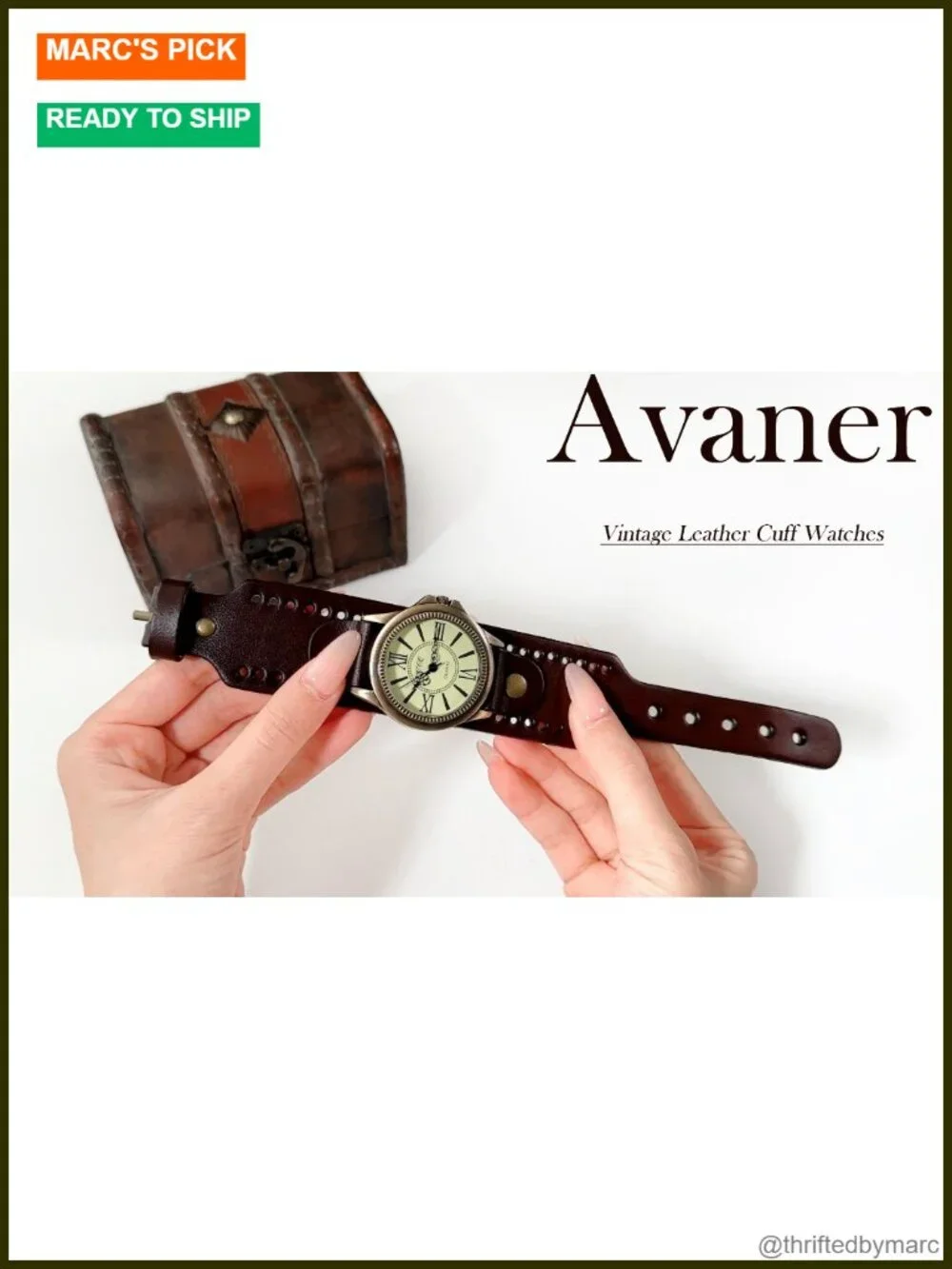 Vintage Bronze Leather Cuff Watch - Steampunk Analog Quartz Wristwatch Unisex